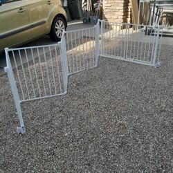 6 Panel White Metal Security Pet Fencing With Gate/Door  $65 Each 14 Ft Long 2 Available 