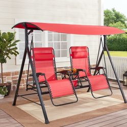 Mainstays Zero-Gravity Steel Porch Swing - Red/Black