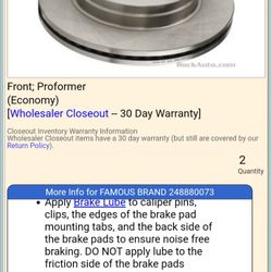 2002 dodge ram 1500 pickup 5.9l 4wd rotor pair front