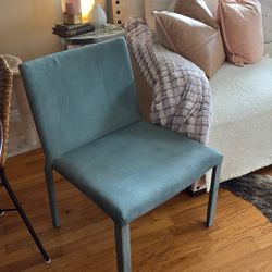 Modern Italian-Style Teal Upholstered Slipper Chair 