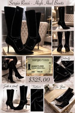PRICE DROP Sergio Rossi Black Velvet High Heel Boots
