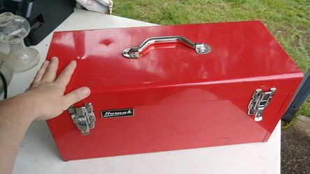 Red metal tool box