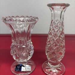 2-Lead Crystal Bud Vases Crystal Clear Industries Made In Yugoslavia