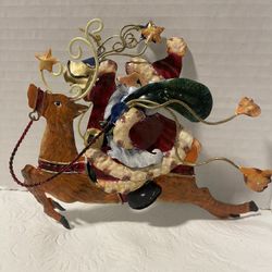 Vintage Santa Metal Christmas Ornament