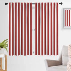 zokyer Red and White Striped Window Curtain