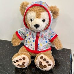 2012 Hoodie DISNEY Parks DUFFY STUFFED BEAR GREY REMOVABLE HOODIE 12&quot; 