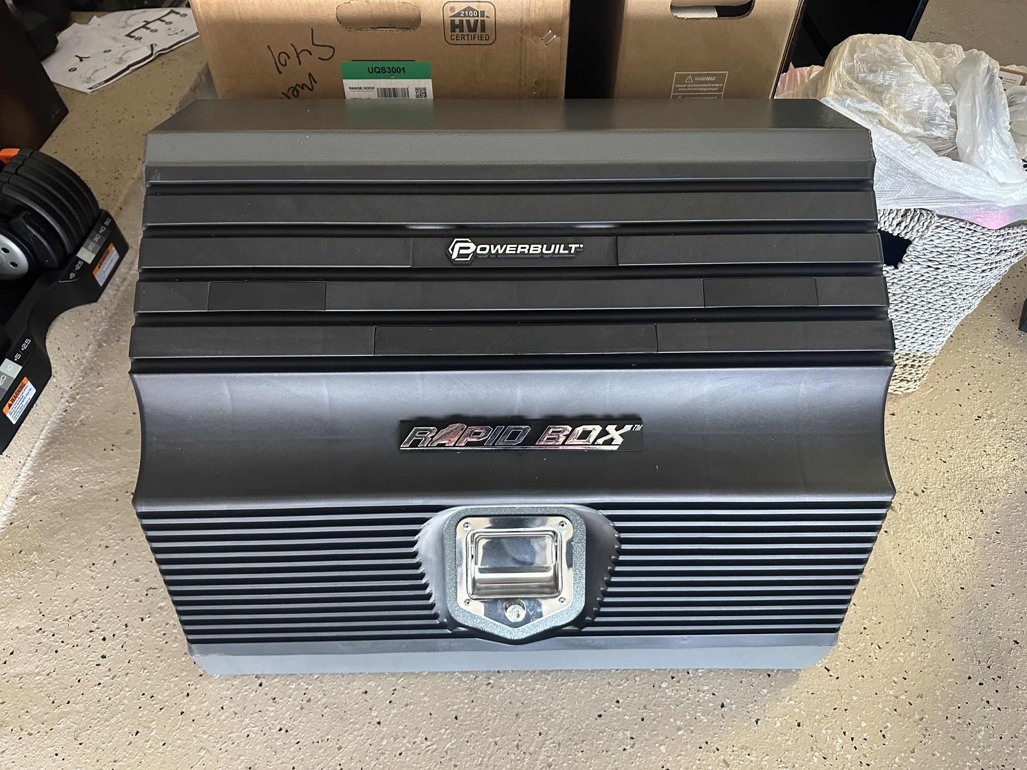 POWERBUILT 26 IN. RAPID BOX PORTABLE SLANT FRONT TOOL BOX - GREY