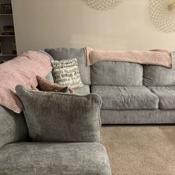 Gray Sectional Sofa With Chase