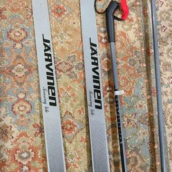 Nordic Cross Coutry Running Touring Skis JARVINEN POLAR 52 G+G 195cm With 138cm Poles And Salomon 40 Boots