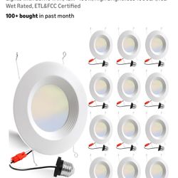 12 Pack 5/6 Inch 5CCT LED Recessed Lighting Retrofit, 2700K/3000K/4000K/5000K/6500K Selectable, Dimmable Asking $45
