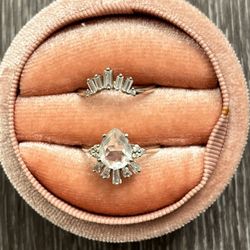Radiant Morganite Ring Set