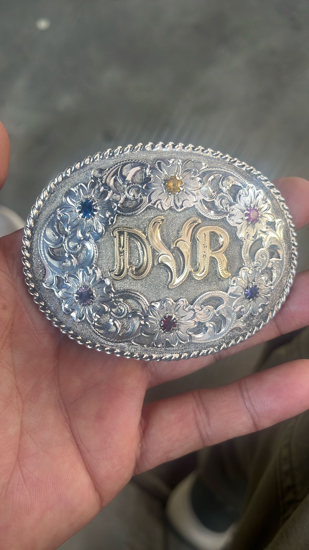 Silver &14k Wight Total 103 Grams Belt Buckle