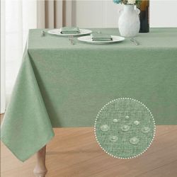 Rectangle Tablecloth Waterproof Linen Textured Table Cloth Stain and Wrinkle Resistant Washable, Decorative Fabric Table Cover for Dining, Party and C