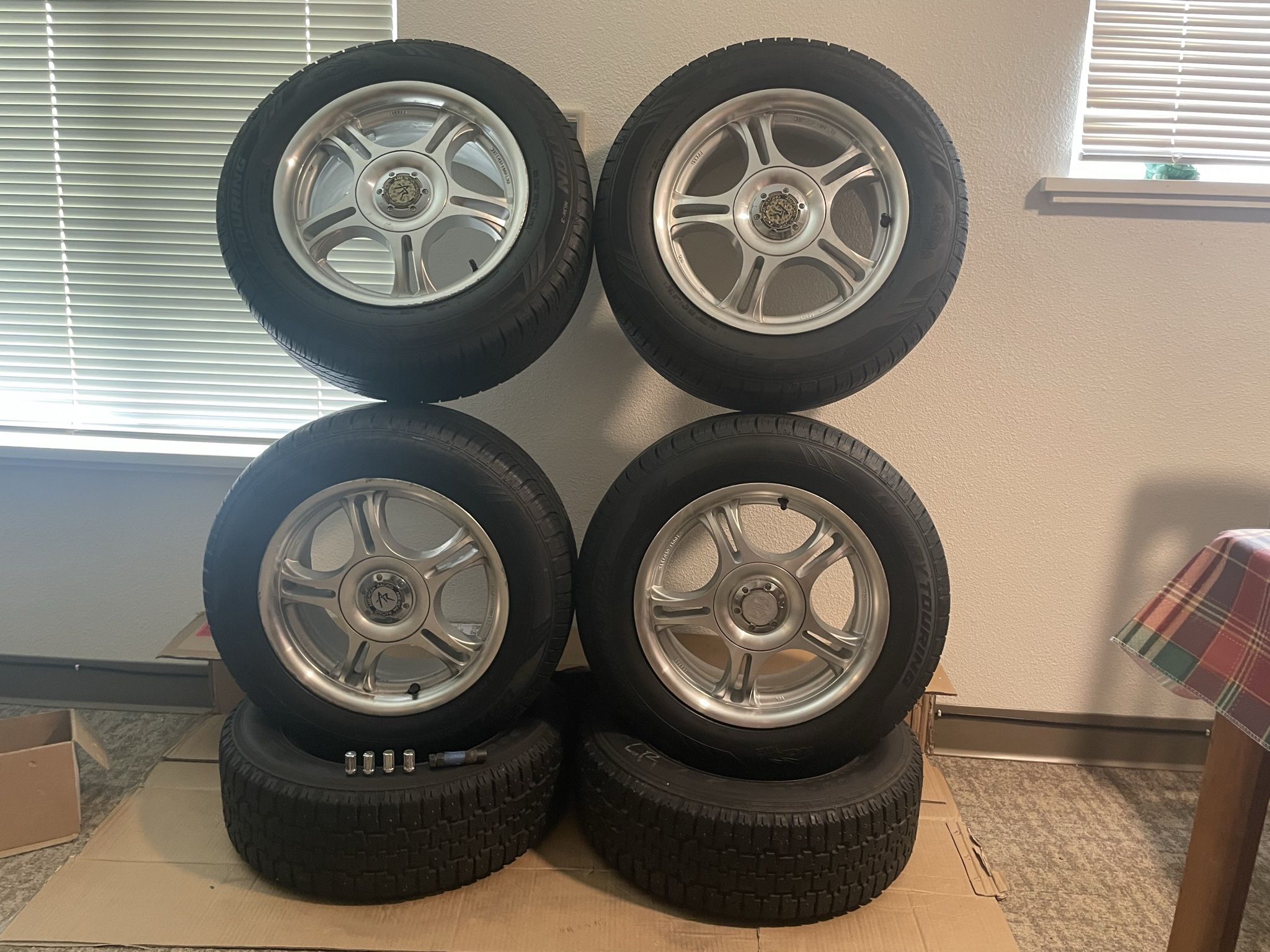 205/60R-15 Tires + Rims + Studded Tires