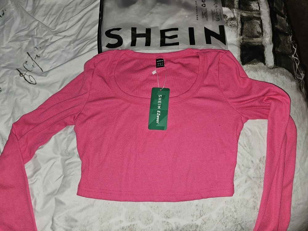 Shein Hot Pink Long Sleeve Crop Top
