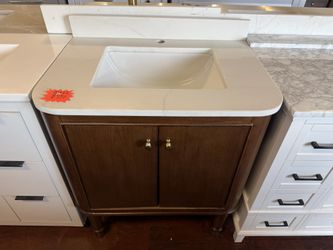 Collette 30 in. Single Sink Cinnamon Oak Bath Vanity with White Top