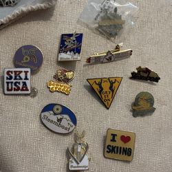 11pc Vintage Ski Resort Pin Lot - Looney Tunes Bugs Bunny, Steamboat, Breckenridge