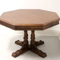 Solid Antique Hexagonal Oak Dining Table. 