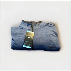 Callaway Men’s L Blue Golf Quarter Zip Pullover Active Wear Performance