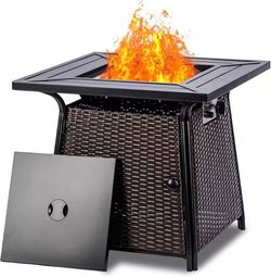 #R4 28 inch Wicker Rattan Propane Fire Pit Table,50000 BTU Gas Fire Pit $ 99