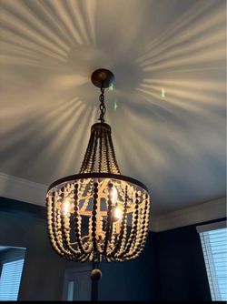 Wood bead chandelier