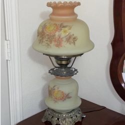 Vintage Glass Victorian Hurricane Electric Lamp 