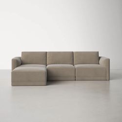 Deirdre Velvet L-Shaped Sectional Reversible Taupe Velvet