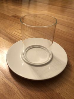 Candle glass holder with plate