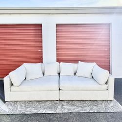 Large 2 Piece White/Creme Sectional Couch Sofa