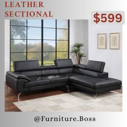 Leather Sectional - Contemporary Style Living Room