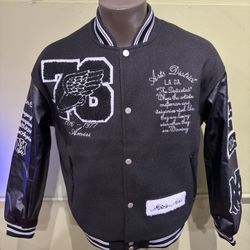 Amiri Jacket Varsity Bomber Black Snap Button 