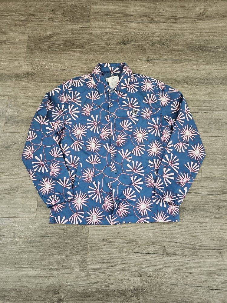 Penguin Leaf Print Rain Jacket Mens Size Medium