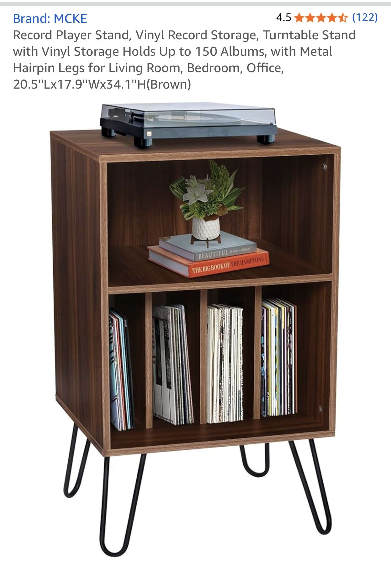 Record Player Stand, Vinyl Record Storage Up To 150 Albums 