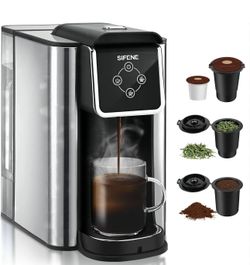 SIFENE Single Serve Coffee Maker, 3-in-1 Quick Brew for Coffee Pods, Ground Coffee, & Loose Tea, 6-12oz Cup Sizes, 50oz Removable Water Tank, 1150W, C