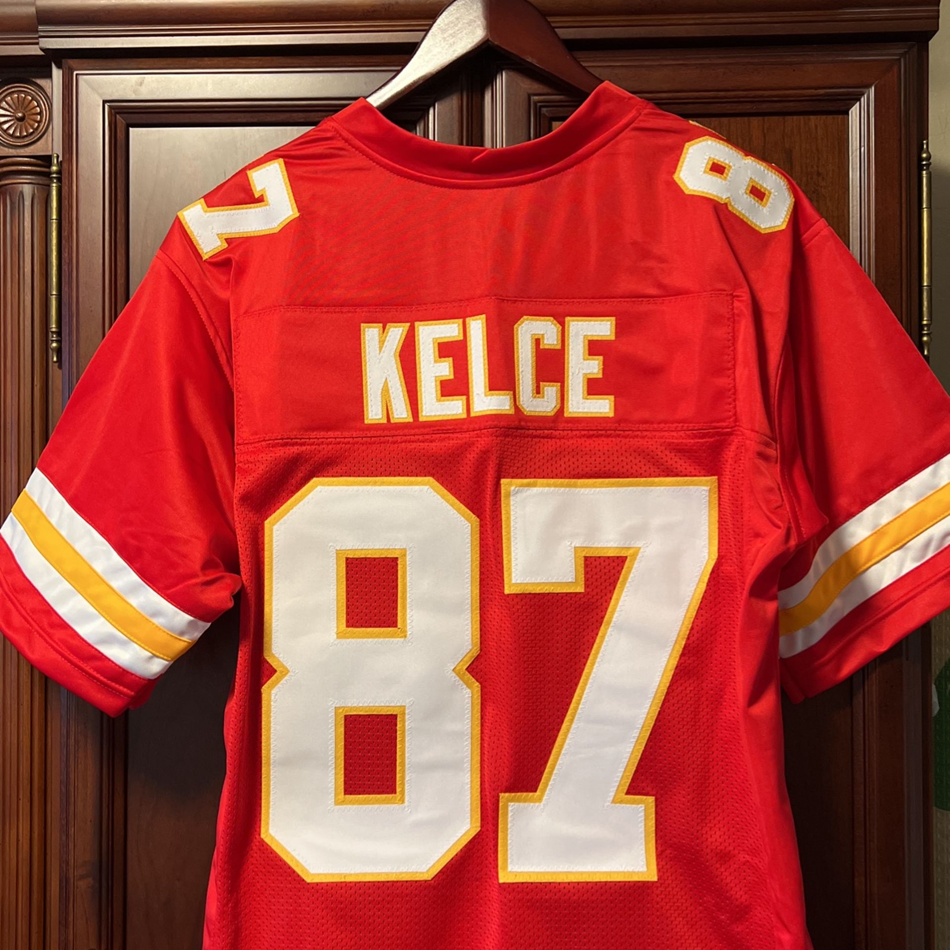 Custom Designed NFL KC Chiefs Travis Kelce #87 Red Jersey! 