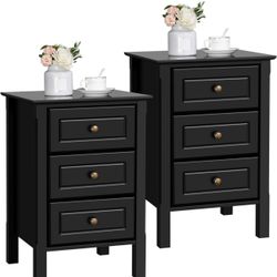 Set Of 2 Black Nightstands, New In Box 