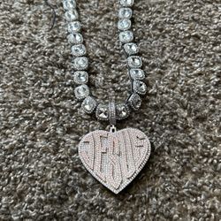 White And Rose Gold Heart Pendent With Diamond Chain