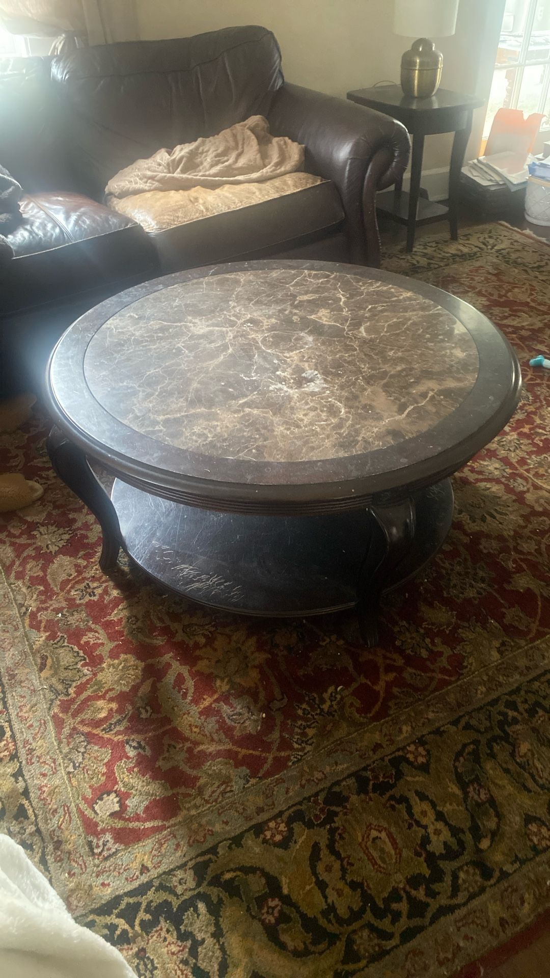 Raymour And Flanagan Marble And Wood Coffee Table