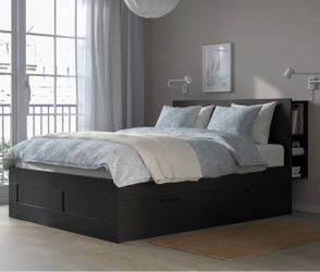 IKEA Brimnes Queen Black Bed Frame with Storage