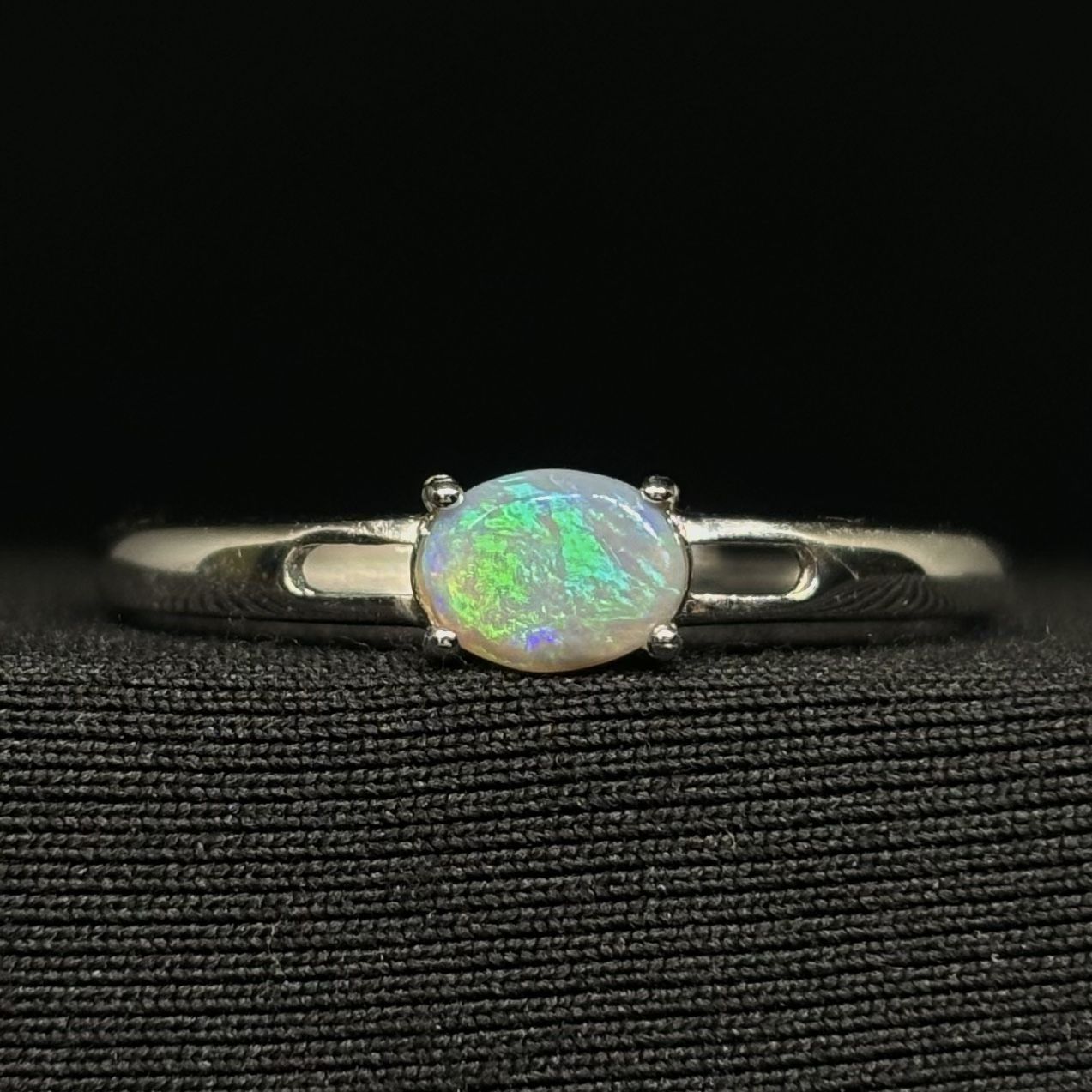 The Green Sheen Machine .925 Sterling Silver Lightning Ridge Opal Ring