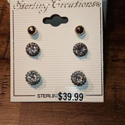 Sterling Silver In Cubic Zirconia Earring Set