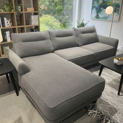 Sectional Sofa Grey Fabric Boucle New 
