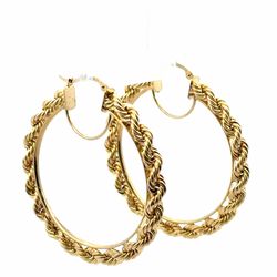 Woman’s Ladies 10k Yellow Gold 2” Inch 5.8mm Rope Link Hoop Earrings GP3122618