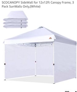 SCOCANOPY SideWall for 12x12ft Canopy Frame, 3 Pack SunWalls Only,(White)