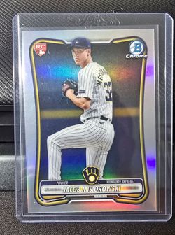 Topps Jacob Misiorowski 2026 Bowman Chrome Red Rookie RC #65 Milwaukee Brewers