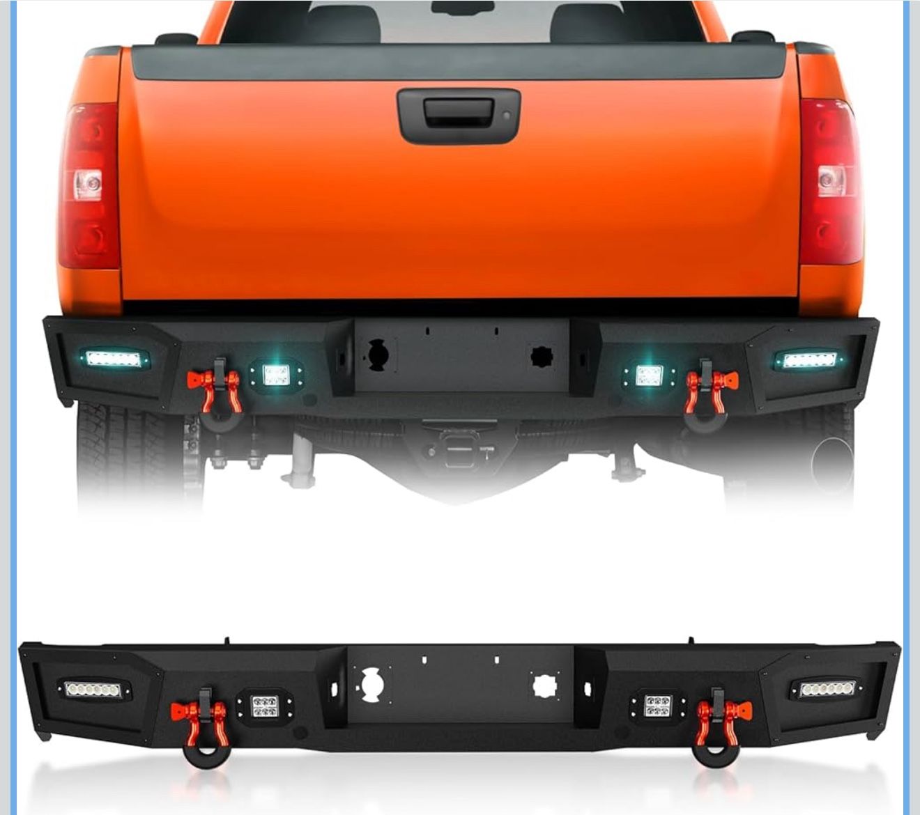 SUORTO Rear Step Bumper Compatible with 2011-2014 Chevy Silverado 2500/3500 & GMC Sierra 2500/3500 Pickup Truck Bumper with Sensor Holes, Paintable Ar