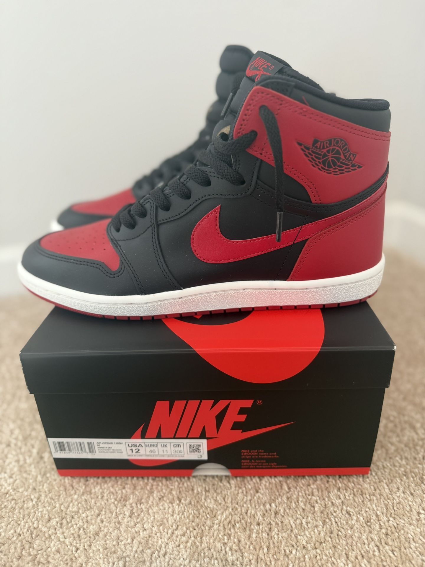 New 2025 Jordan 1 Bred Size 12
