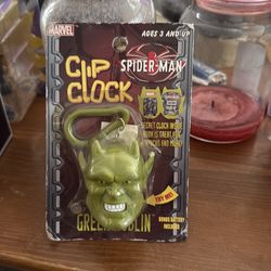 Marvel Clip Clock Spider Man Green Goblin 2002 Tek Time