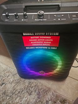 Sounds and works fine,  Harbinger Rt 100 Bluetooth speaker