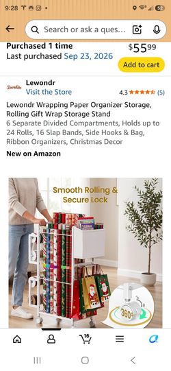 Wrapping paper storage cart